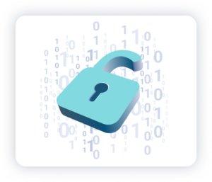 Lock icon surrounded by 1s and 0s