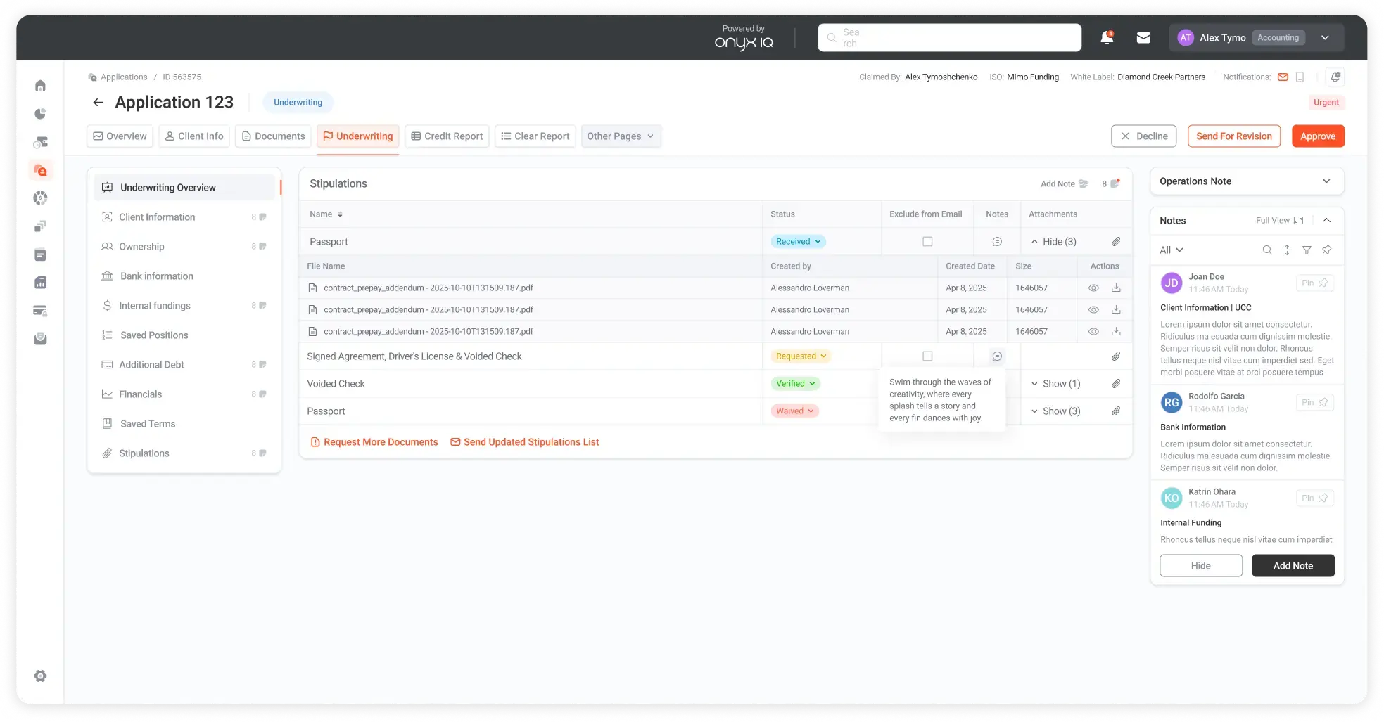 Submissions uploaded into Onyx IQ