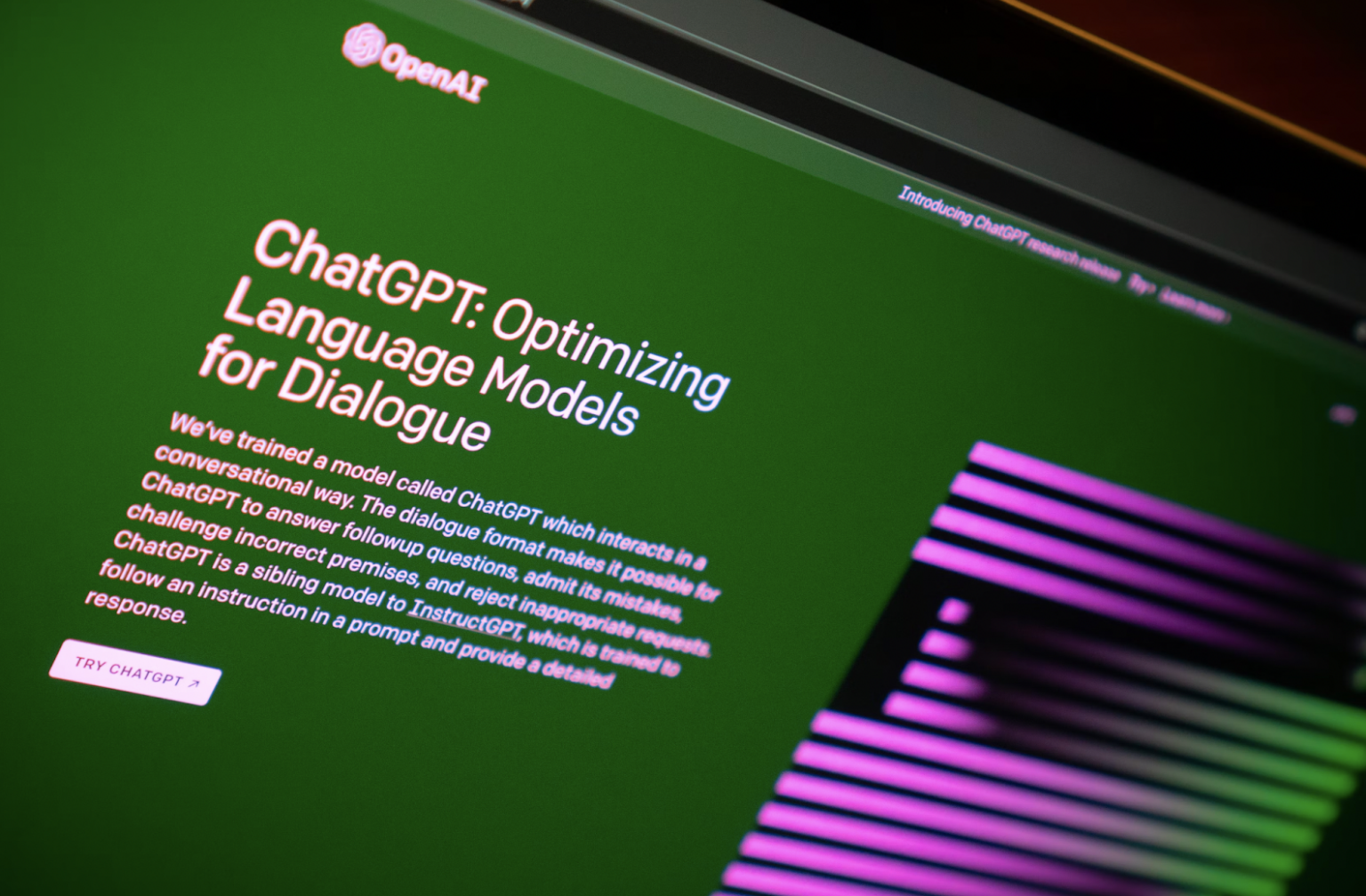 Chatgpt homepage on a computer screen