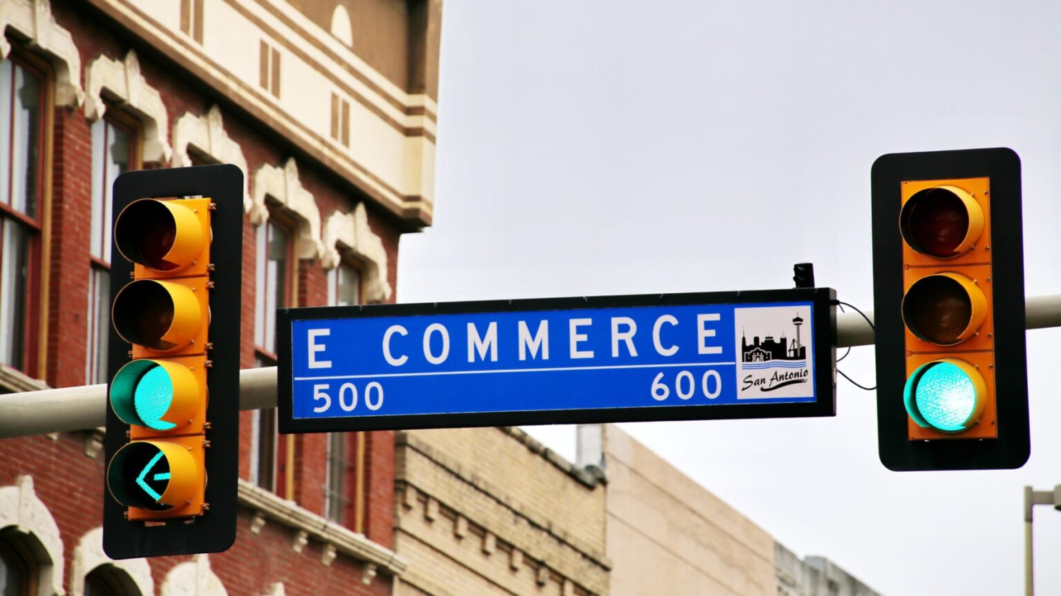 A street sign with the name “e-commerce.”